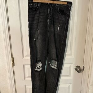 High Rise Black Distressed Jeans